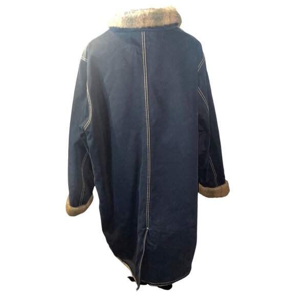 Denim & Co. Penny Lane Black Coat Faux Fur Trim 1XL Boho Western Cottage Core - Picture 3 of 10